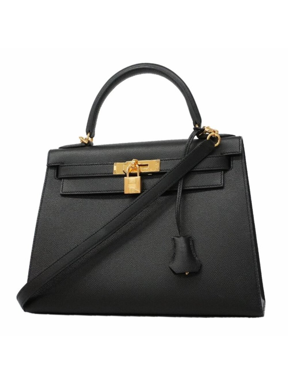 Hermes Sale Handbag Kelly 28 Veau Epsom Black Gold 2-Way Bag